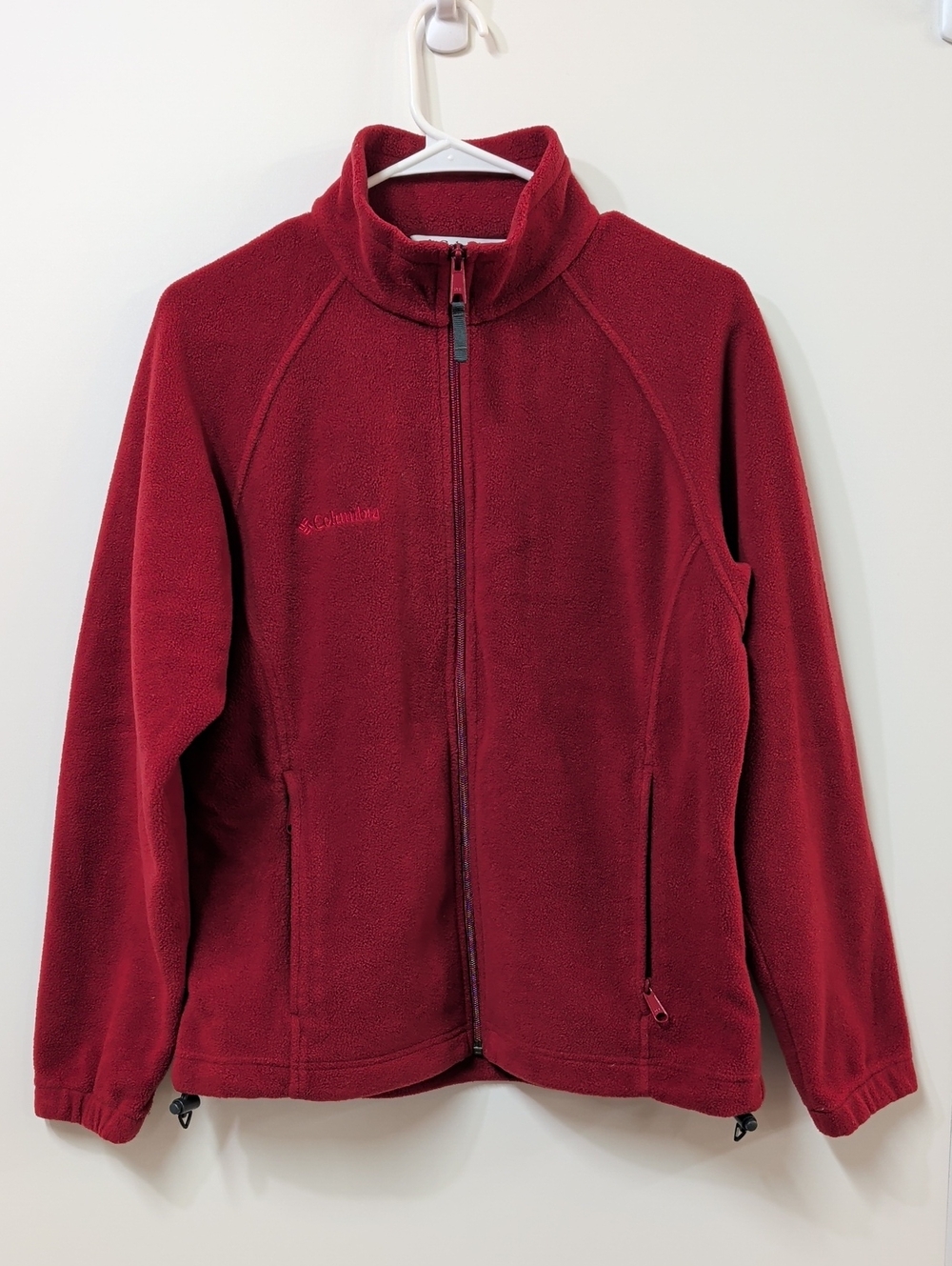 Columbia Red Zip Front Fleece Jacket Size Medium